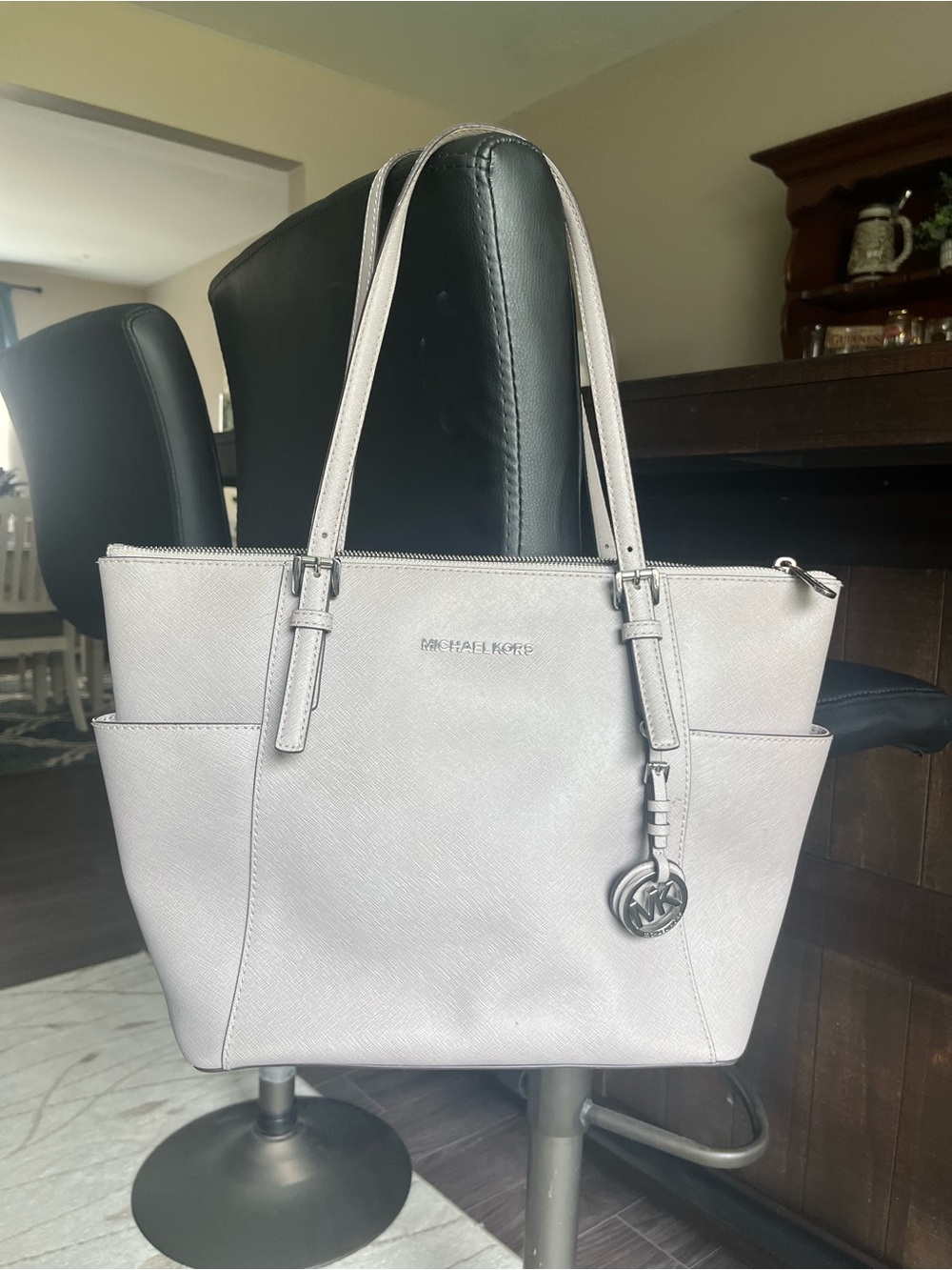 Michael Kors light gray Saffiano Leather Tote
